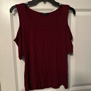 Burgundy Red Cold Shoulder Top
